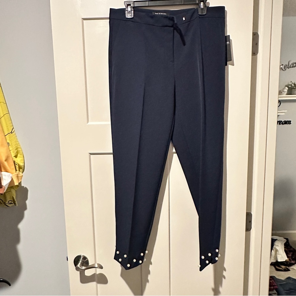 Zac & Rachel Midnight Trousers with Pearl Details